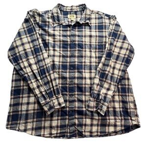 The Foundry Supply Co. 3XLT Navy and Cream Plaid Button-Up Shirt